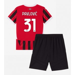 AC Milan Strahinja Pavlovic #31 Domaci Dres za Dječji 2024-25 Kratak Rukavima (+ kratke hlače)